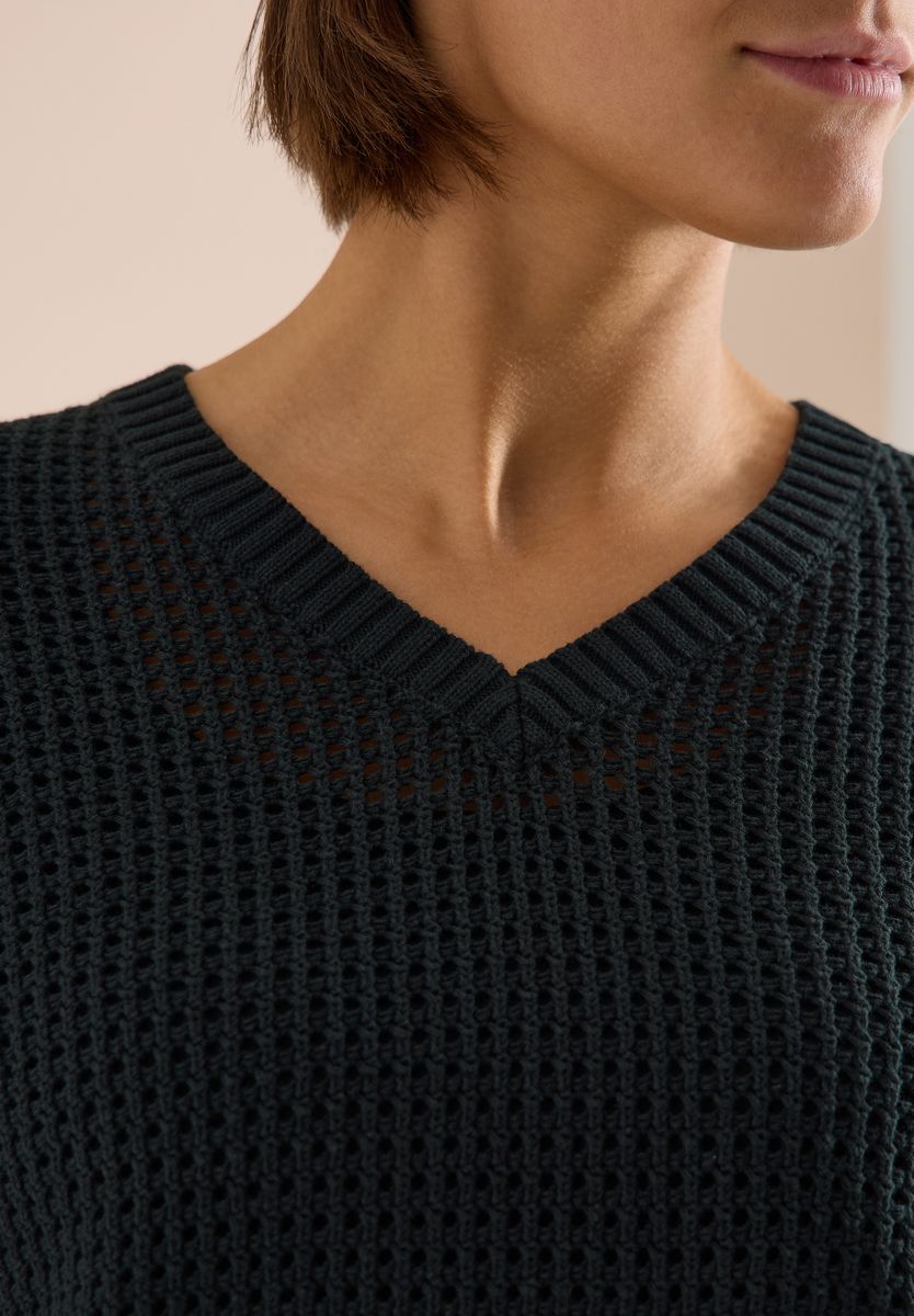 Kurzarm Pullover im Crochet-Look