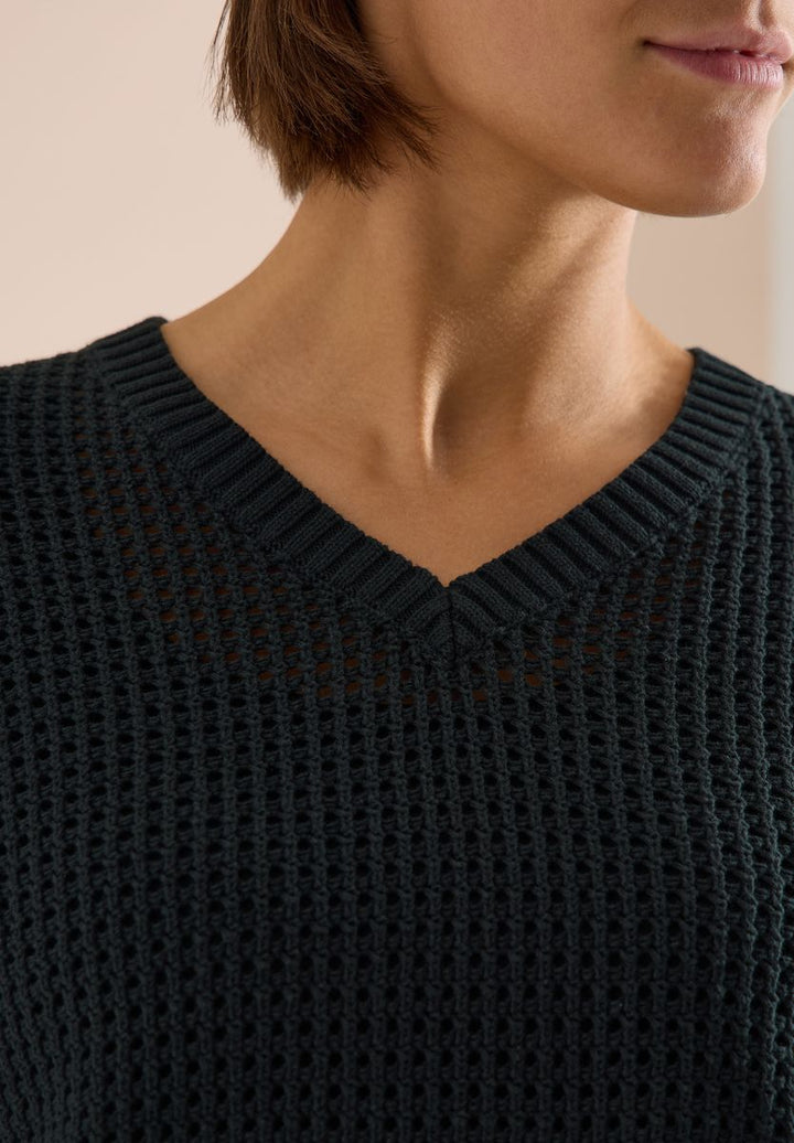 Kurzarm Pullover im Crochet-Look