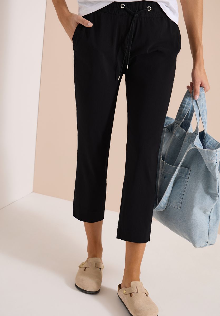 Mid Waist Slim Leg Hose im Casual Fit