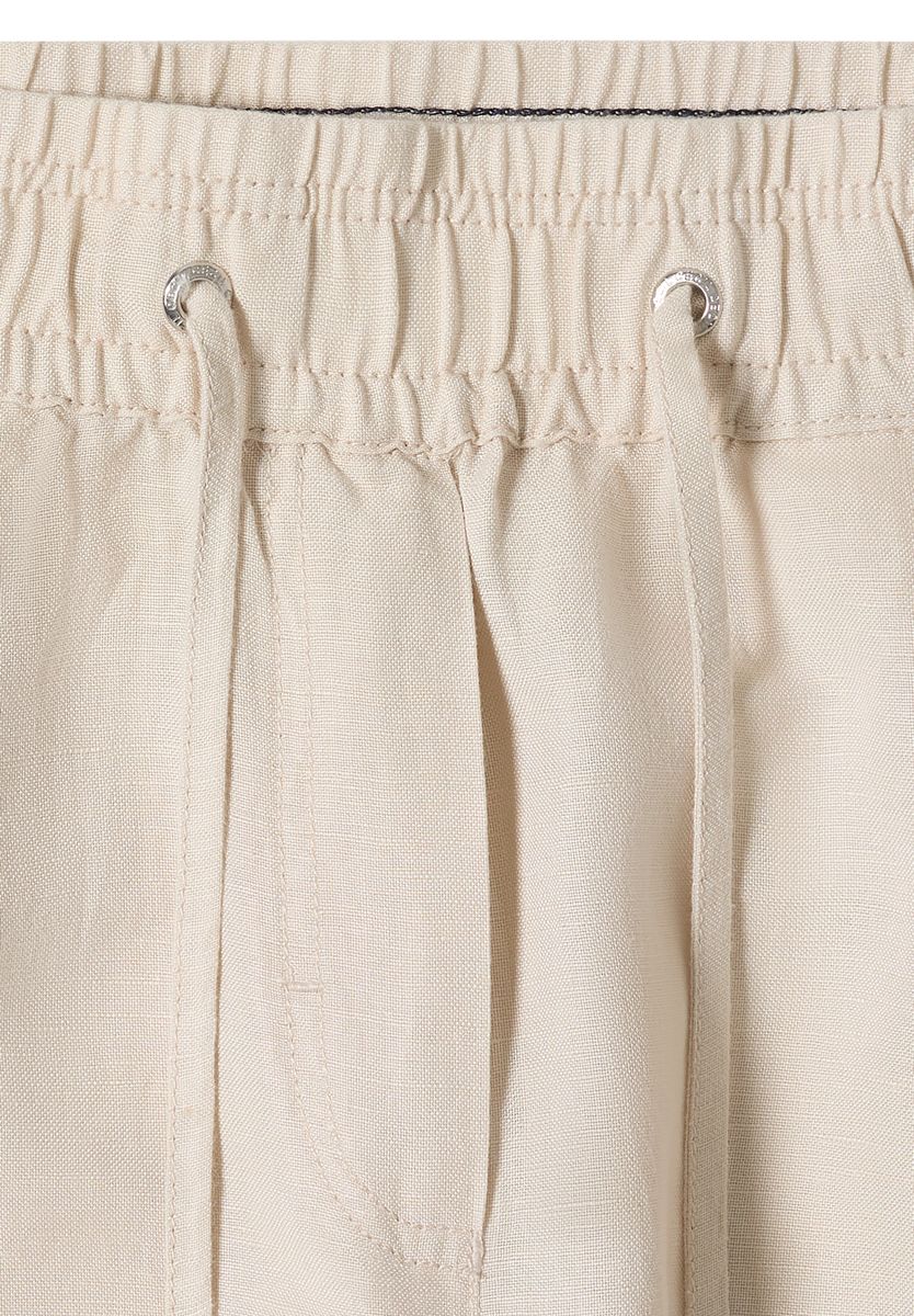 High Waist Wide Leg Hose aus Leinenmix