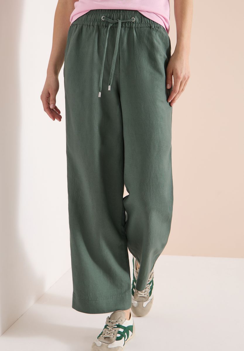 High Waist Wide Leg Hose aus Leinenmix