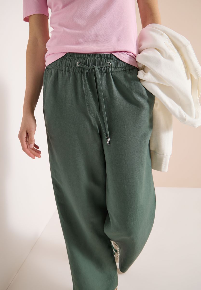High Waist Wide Leg Hose aus Leinenmix