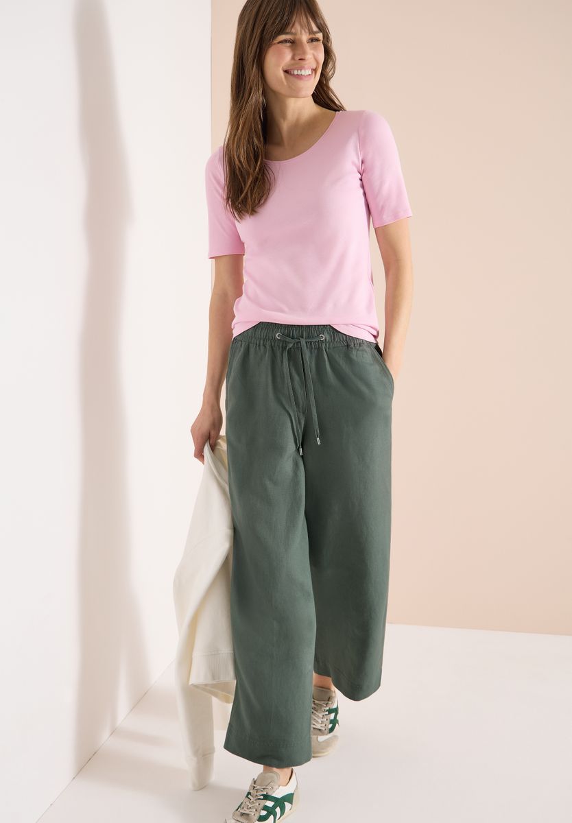 High Waist Wide Leg Hose aus Leinenmix