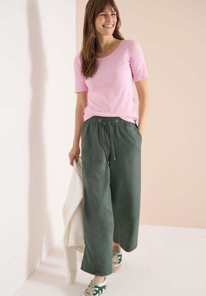 High Waist Wide Leg Hose aus Leinenmix