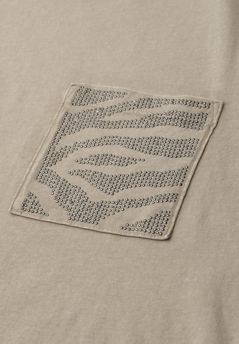 Shirt mit Rundhals und Schmucksteinen