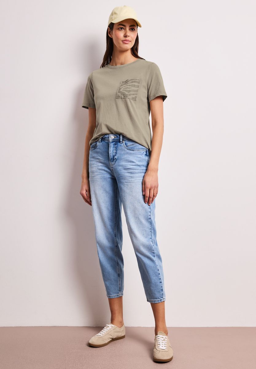 Shirt mit Rundhals und Schmucksteinen