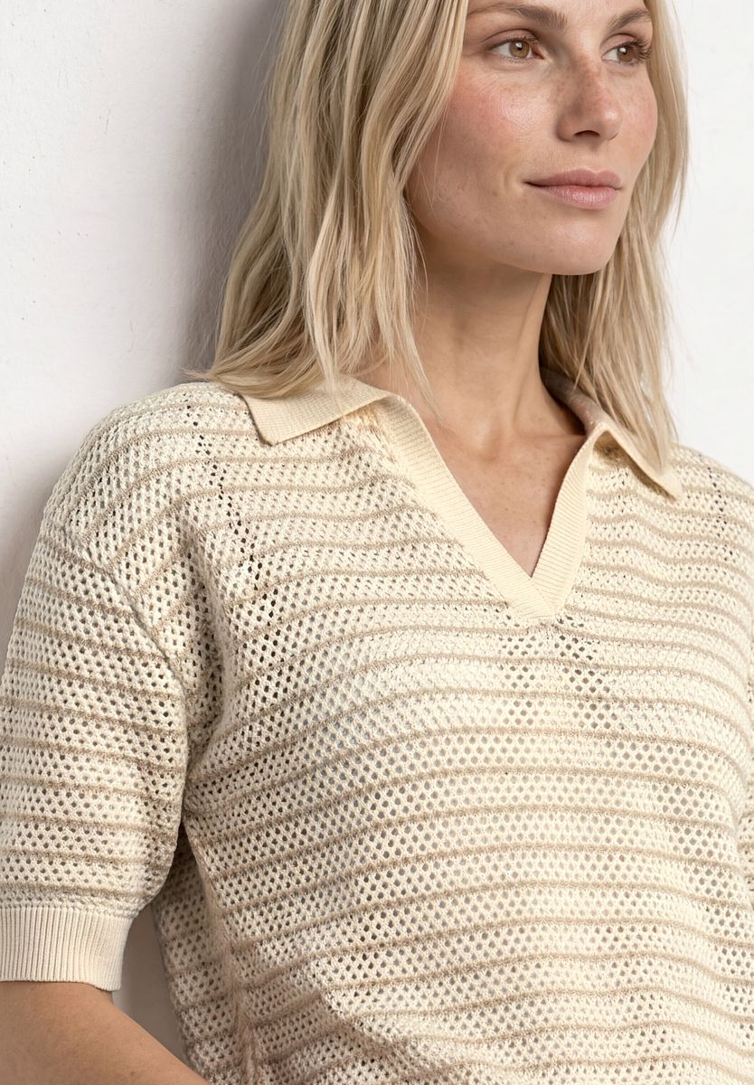 Kurzarm Pullover mit Streifen