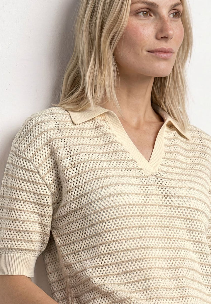 Kurzarm Pullover mit Streifen