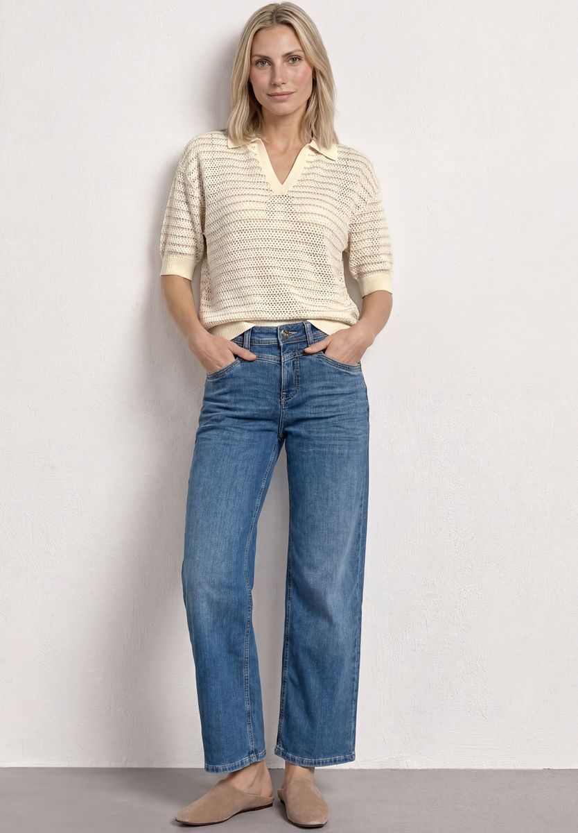 Kurzarm Pullover mit Streifen