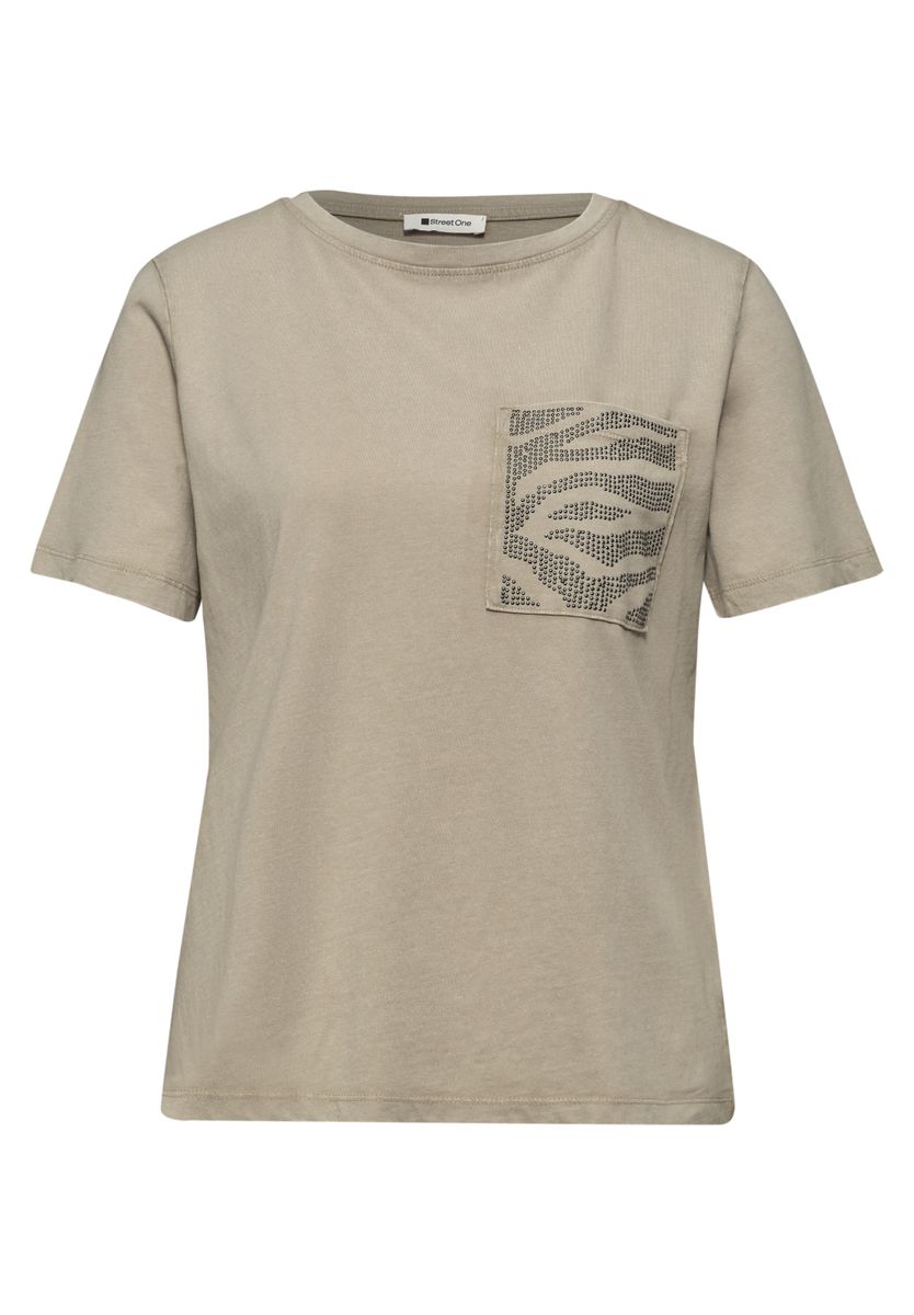 Shirt mit Rundhals und Schmucksteinen