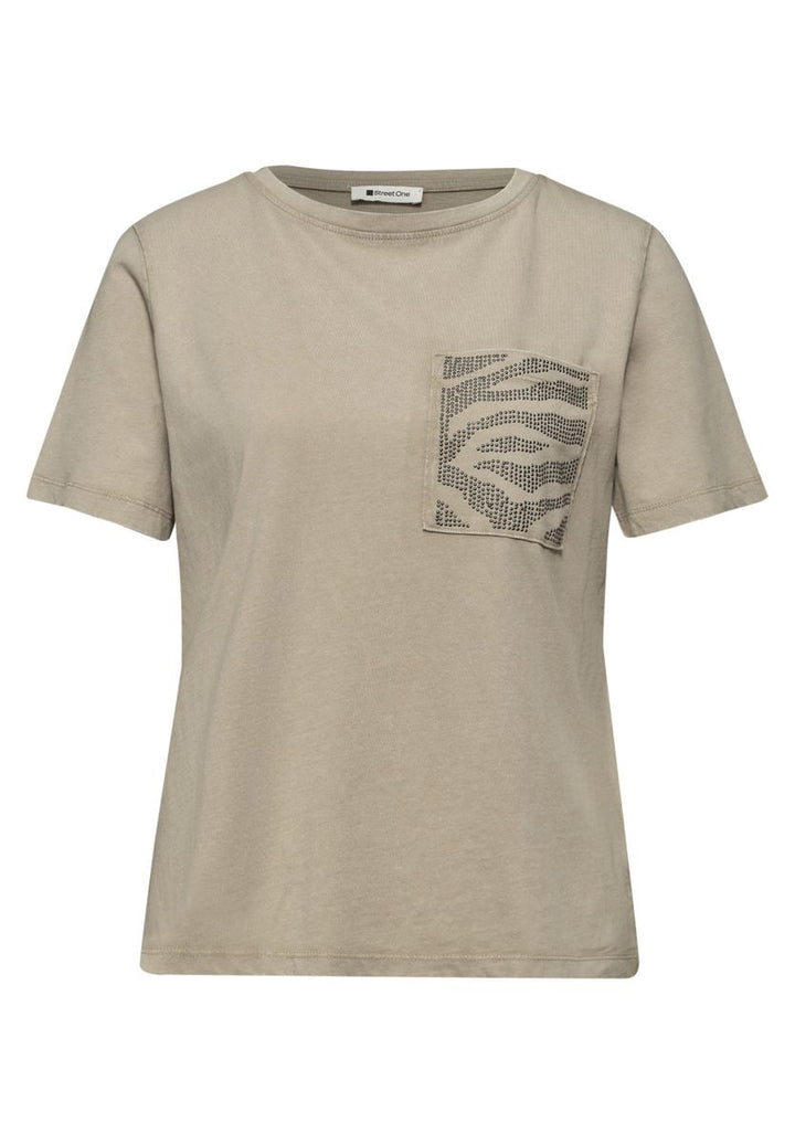 Shirt mit Rundhals und Schmucksteinen