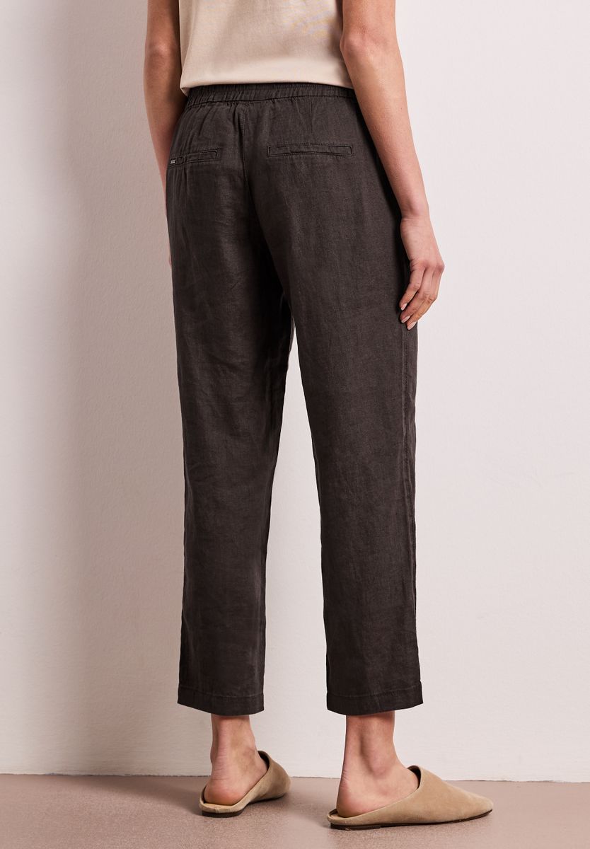 Slim Leg Hose aus Leinen mit Schnalle