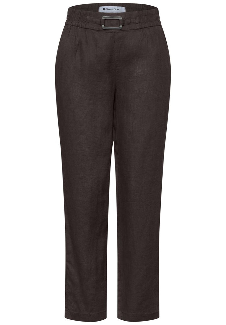 Slim Leg Hose aus Leinen mit Schnalle