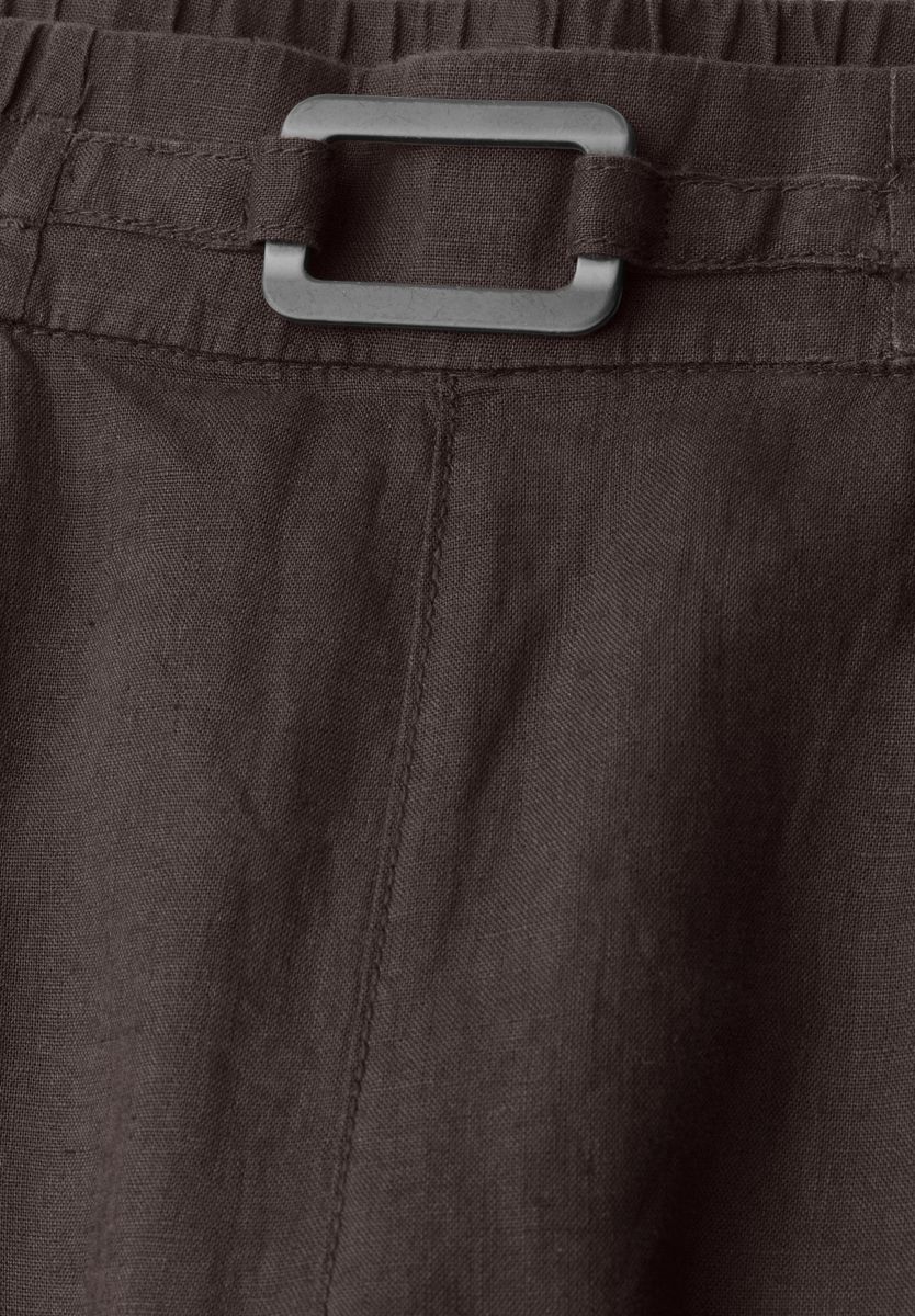 Slim Leg Hose aus Leinen mit Schnalle