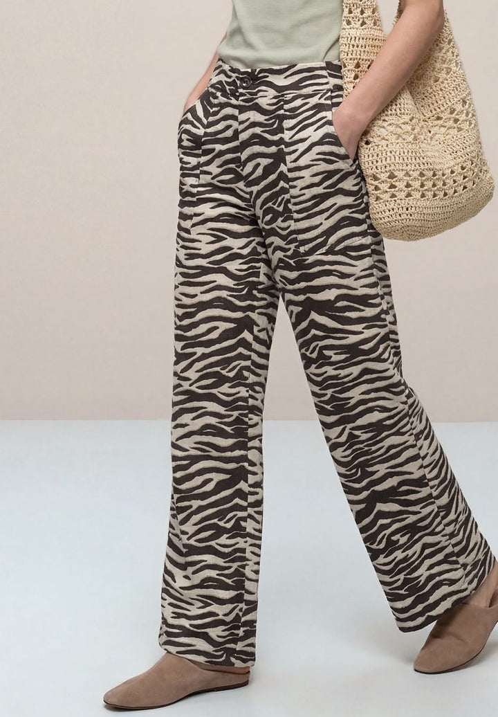 Wide Leg Hose im Loose Fit mit Animal Print