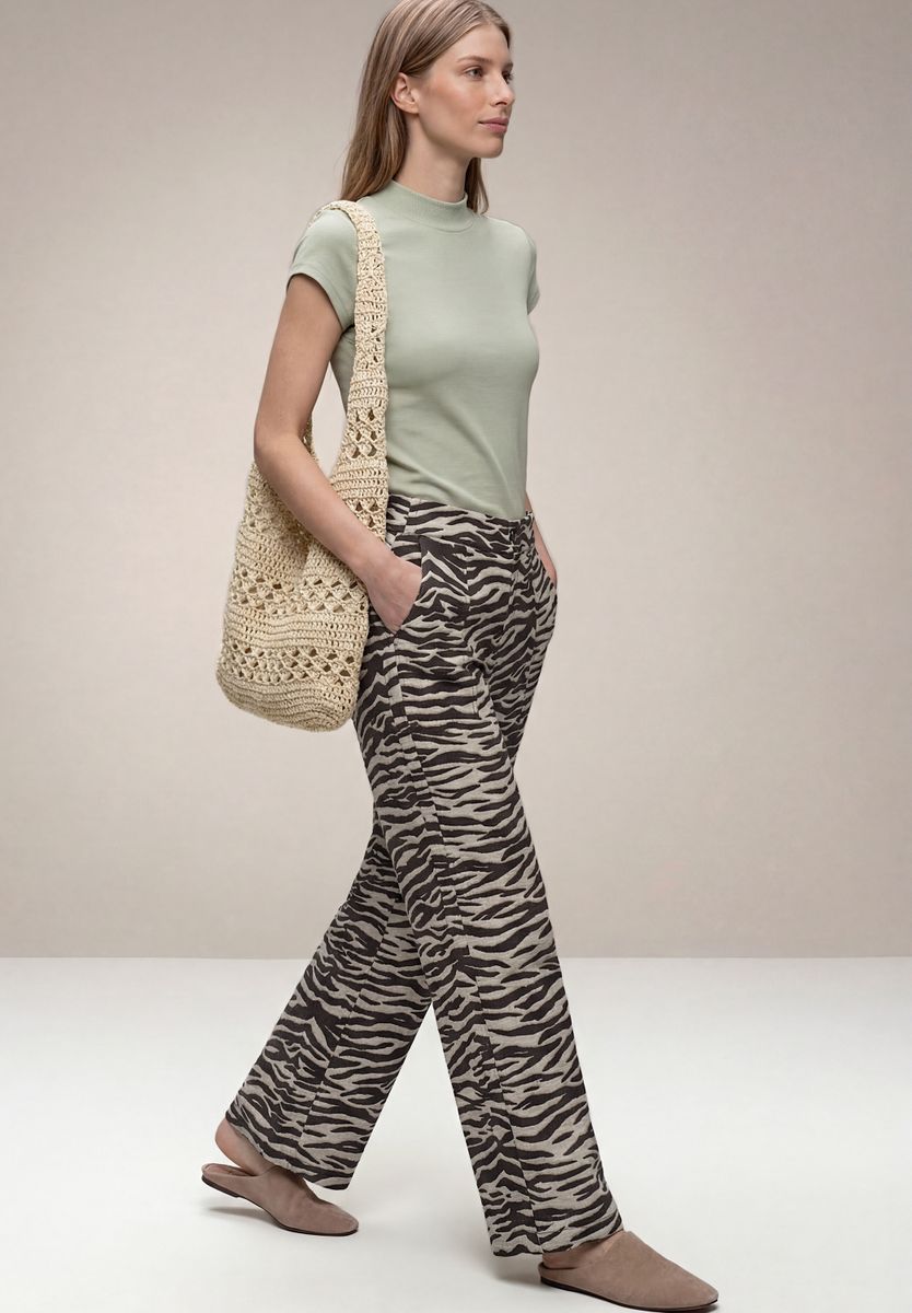 Wide Leg Hose im Loose Fit mit Animal Print