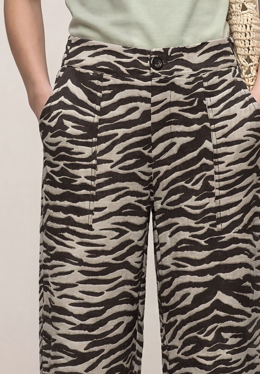 Wide Leg Hose im Loose Fit mit Animal Print