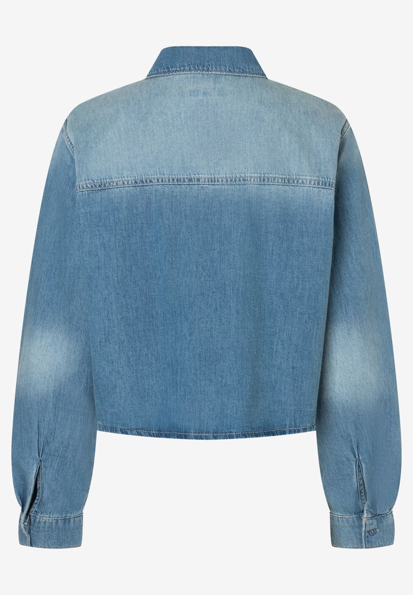 Jeanshemd mit Spitzenbesatz