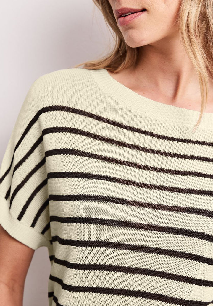 Pullover mit Boatneck und Streifen