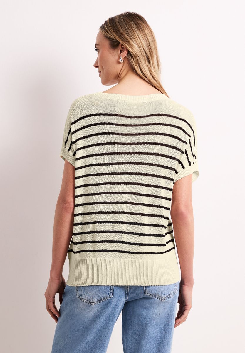Pullover mit Boatneck und Streifen
