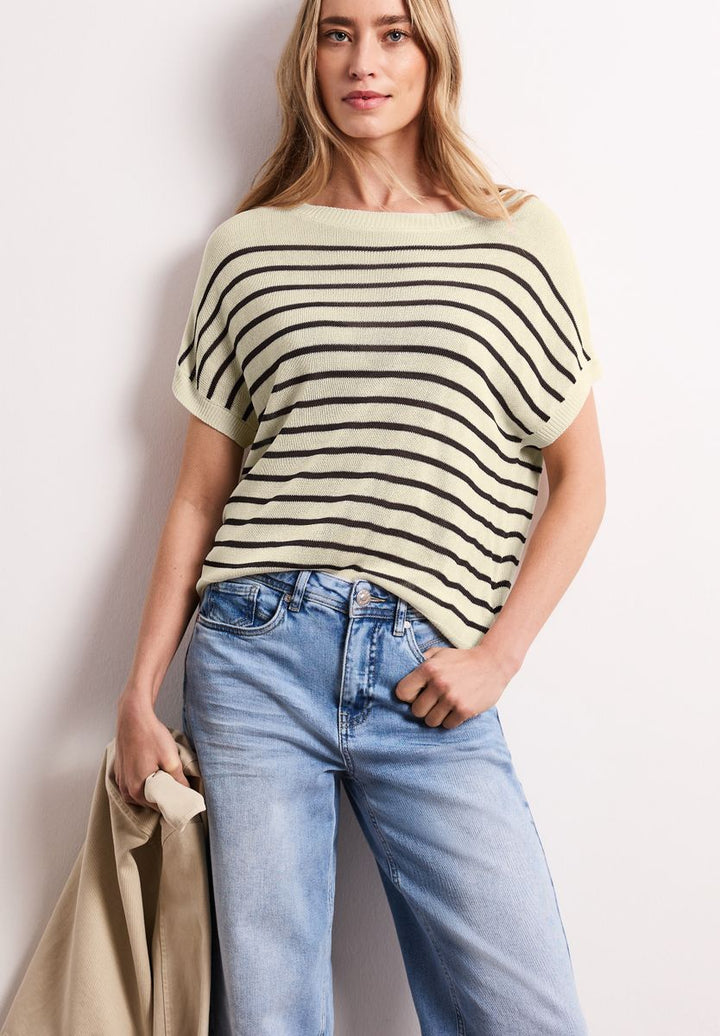 Pullover mit Boatneck und Streifen