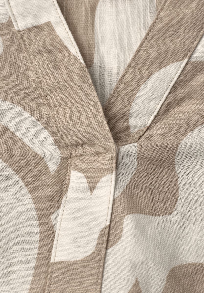 Bluse mit Split Neck aus Leinenmix