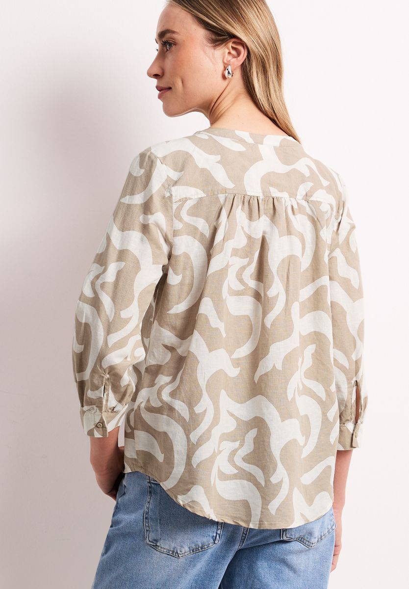 Bluse mit Split Neck aus Leinenmix