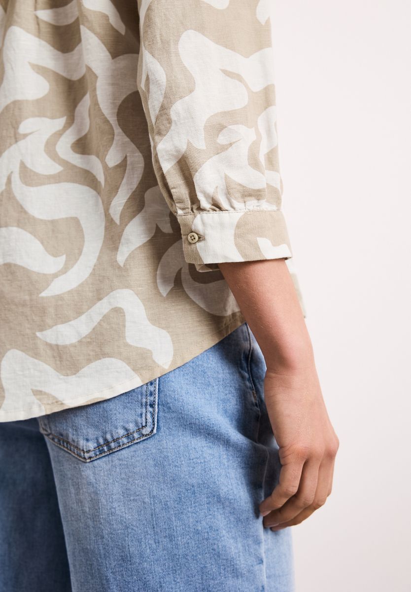Bluse mit Split Neck aus Leinenmix