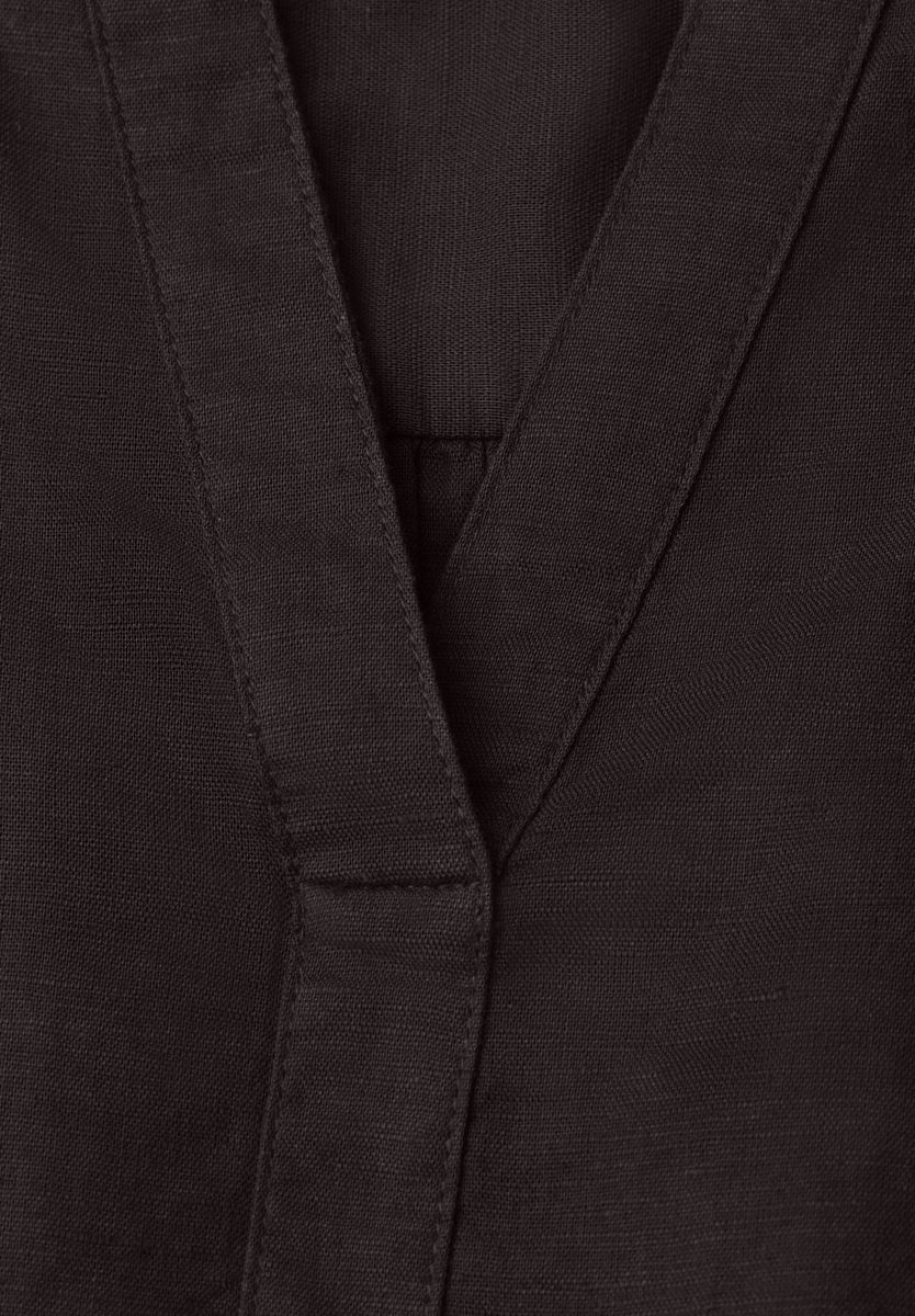 Bluse mit Split Neck aus Leinenmix