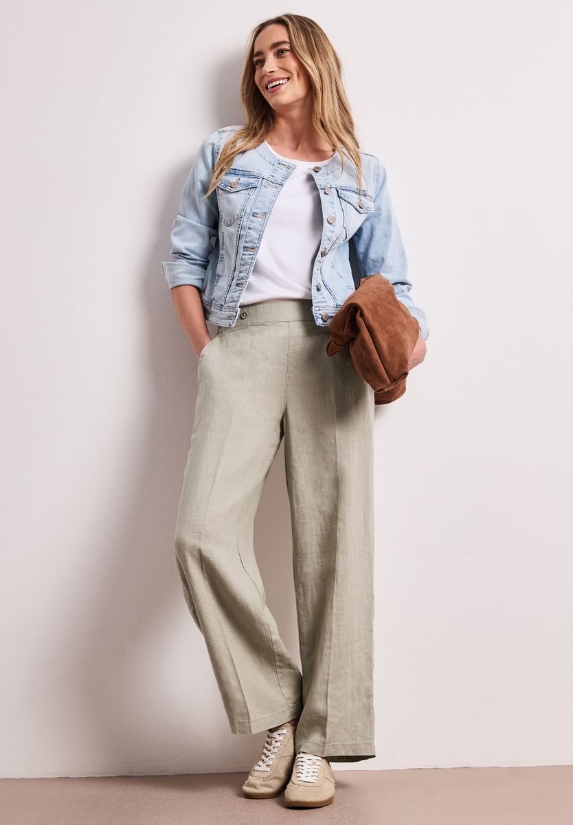 High Waist Wide Leg Hose aus Leinen