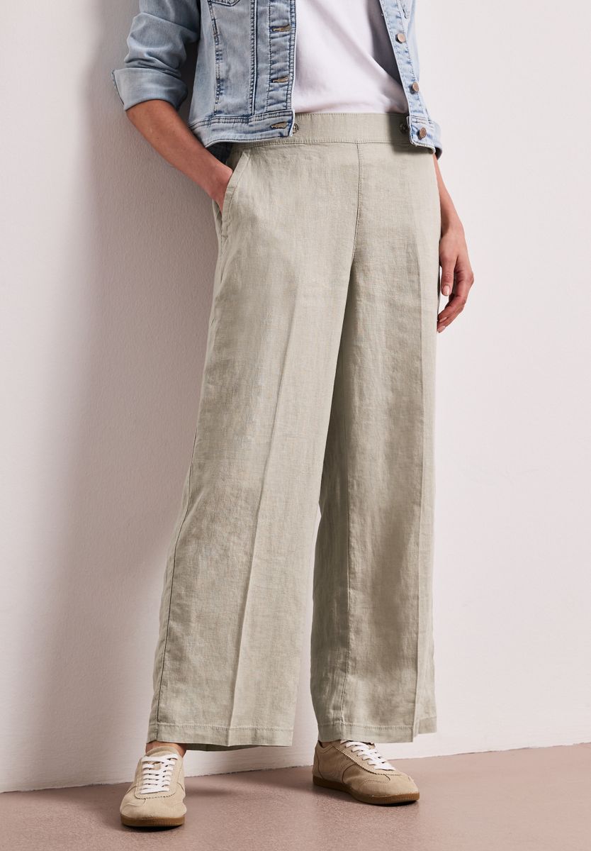 High Waist Wide Leg Hose aus Leinen