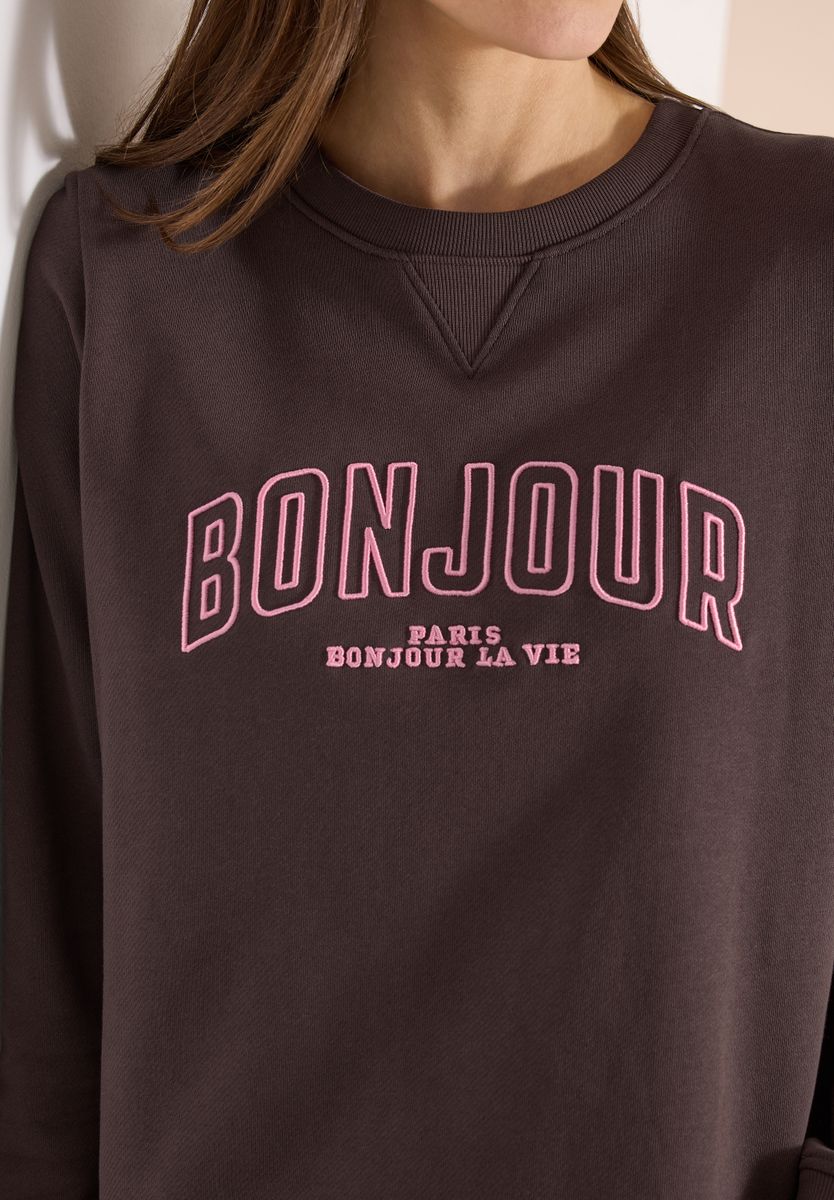 Langarm Sweatshirt mit Stickerei