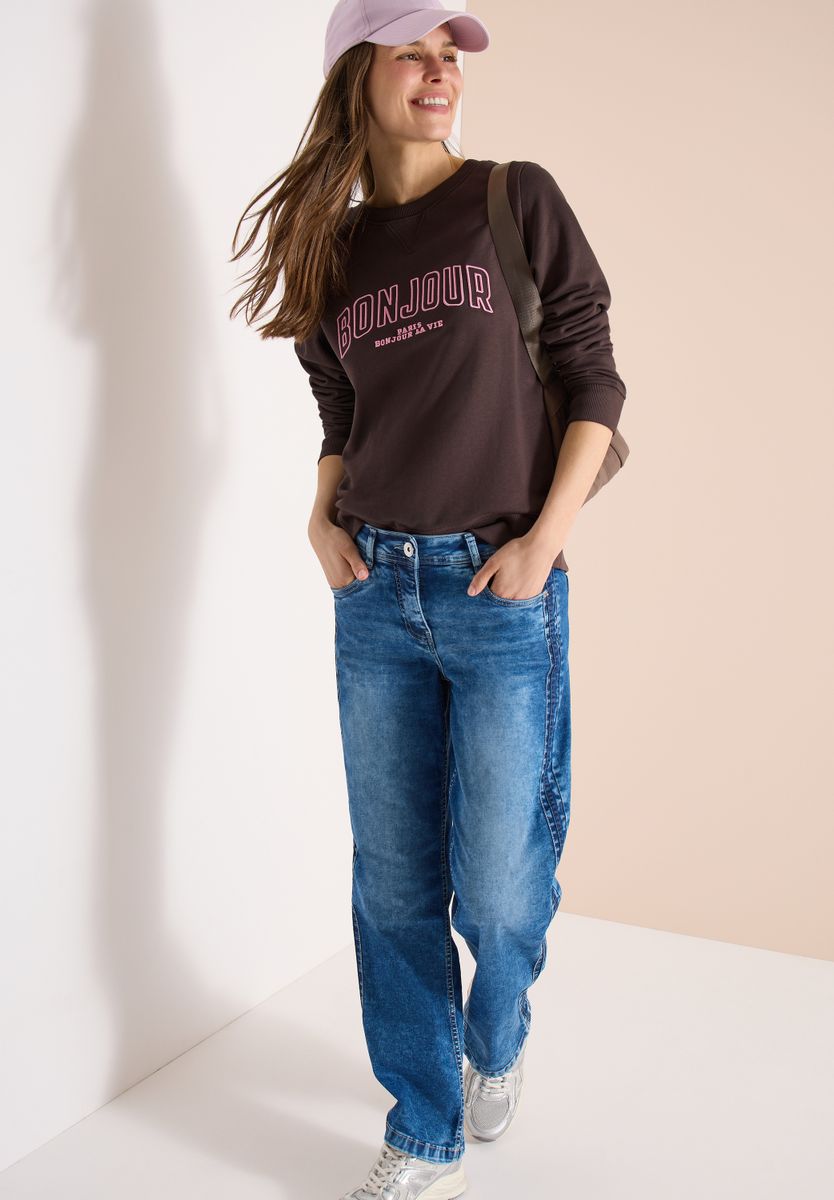 Langarm Sweatshirt mit Stickerei