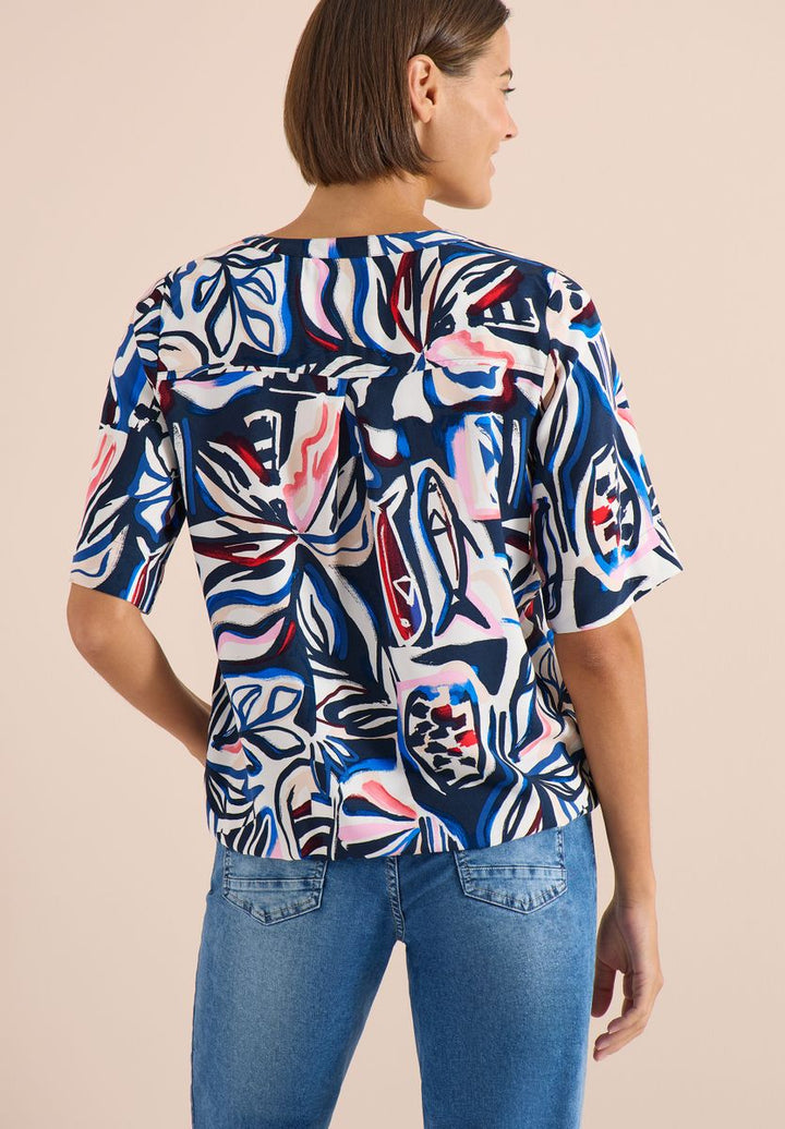 Kurzarm Bluse mit Multicolor Print