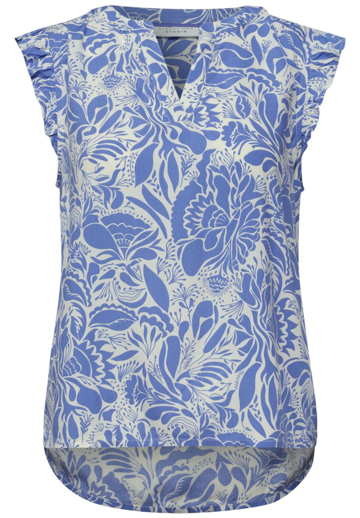 Blusentop mit Split Neck und Volants