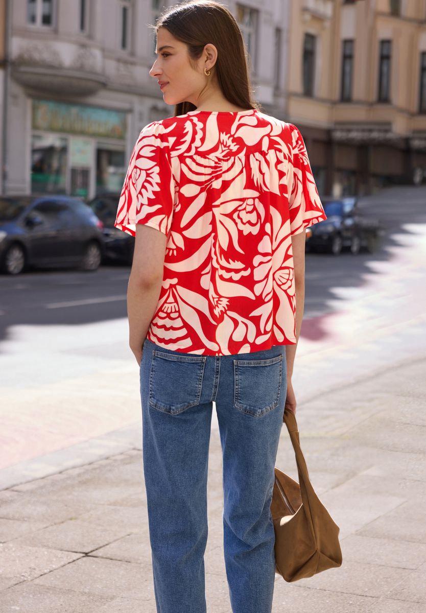 Bluse mit V-Neck und floralem Muster