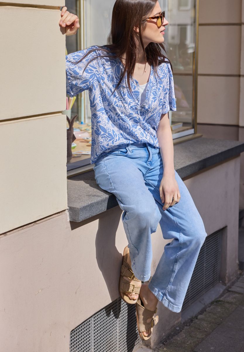 Bluse mit V-Neck und floralem Muster