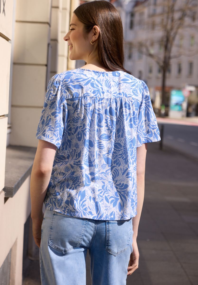 Bluse mit V-Neck und floralem Muster