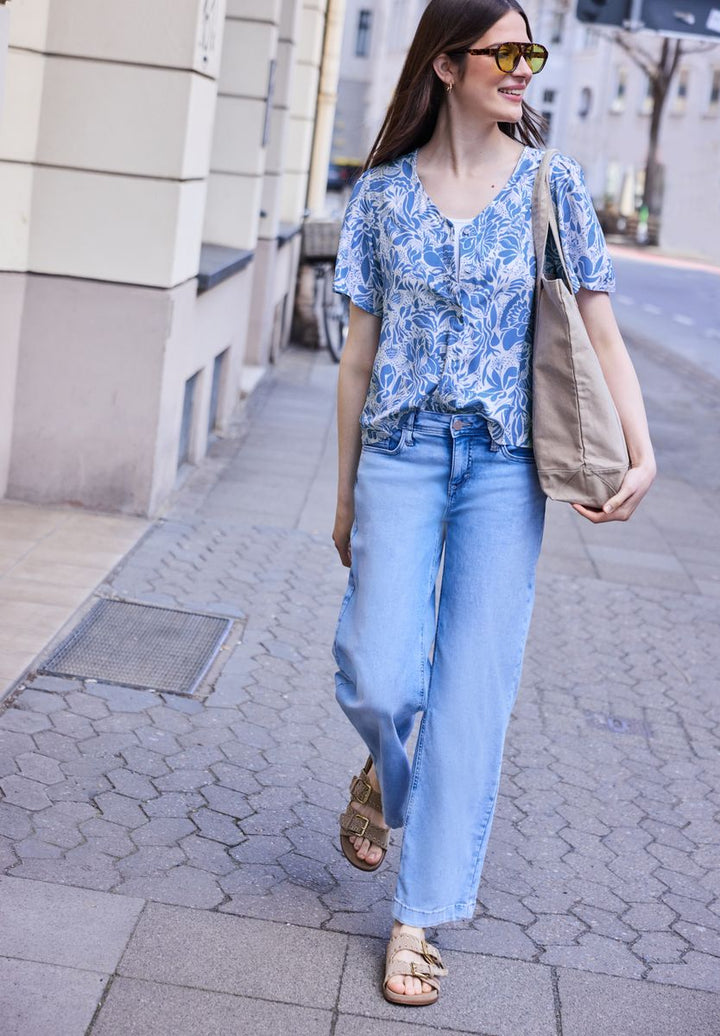 Bluse mit V-Neck und floralem Muster