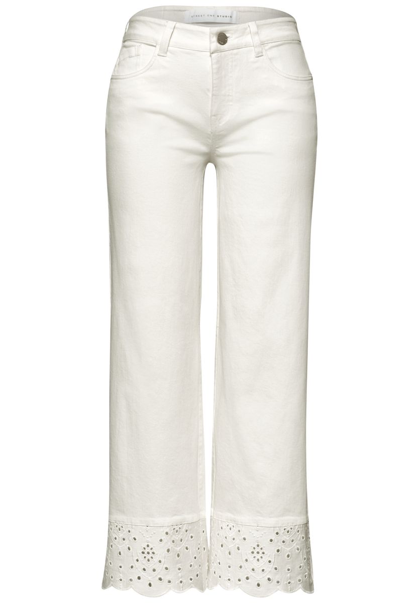 Mid Waist Wide Leg Jeans mit Embroidery