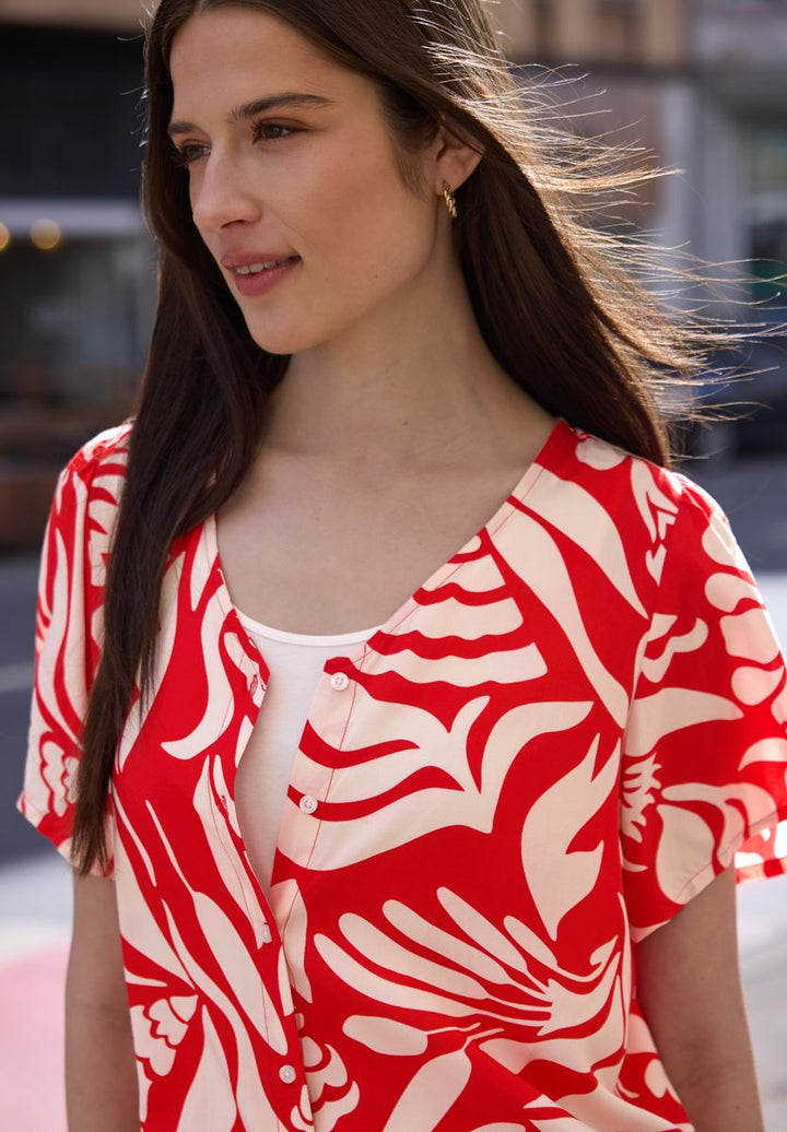 Bluse mit V-Neck und floralem Muster