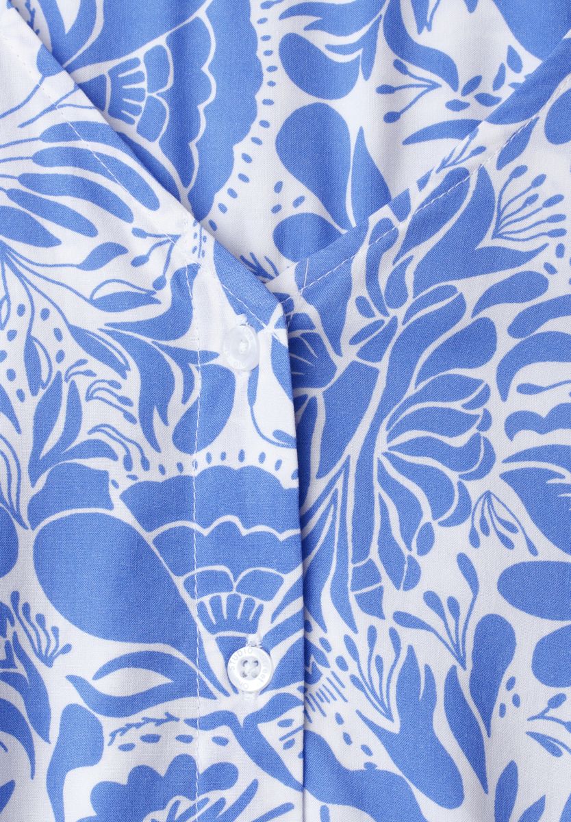 Bluse mit V-Neck und floralem Muster