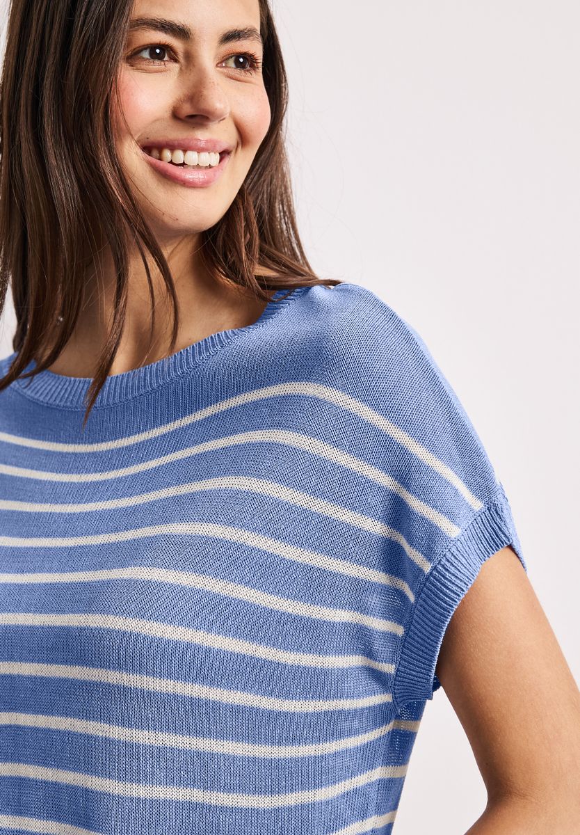 Pullover mit Boatneck und Streifen