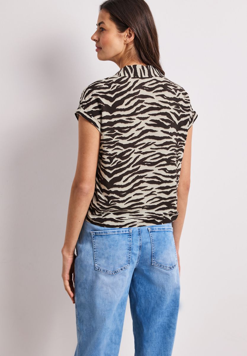 Dropped Shoulder Bluse mit Bowling-Kragen