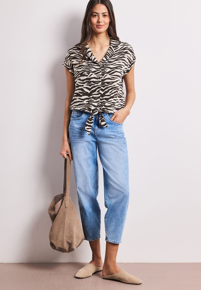 Dropped Shoulder Bluse mit Bowling-Kragen