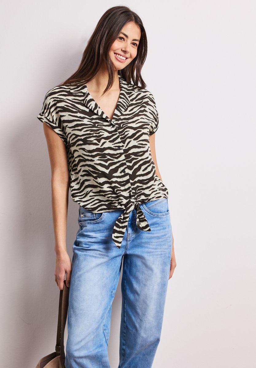 Dropped Shoulder Bluse mit Bowling-Kragen
