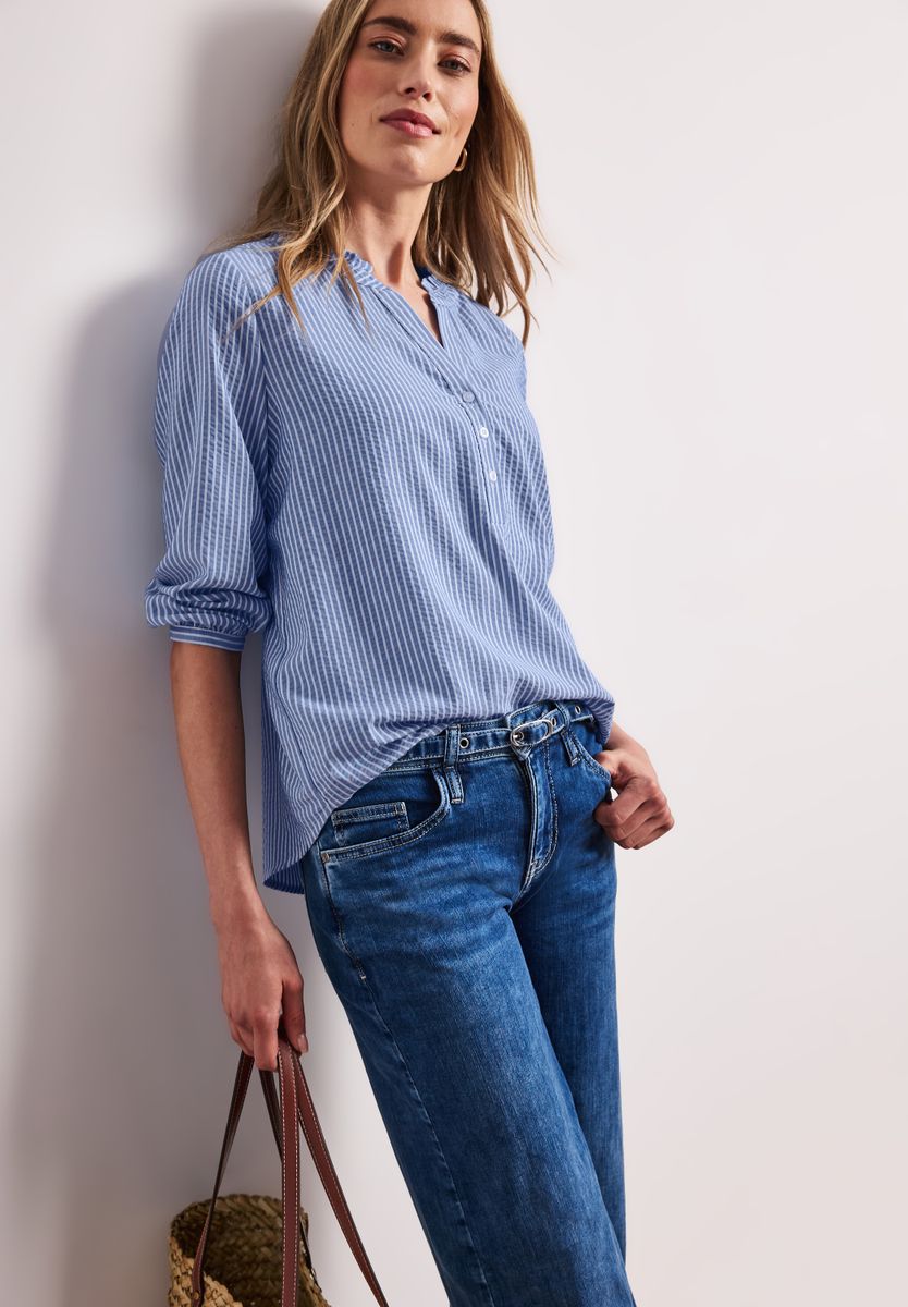 3/4-Arm Bluse in Seersuckerqualität
