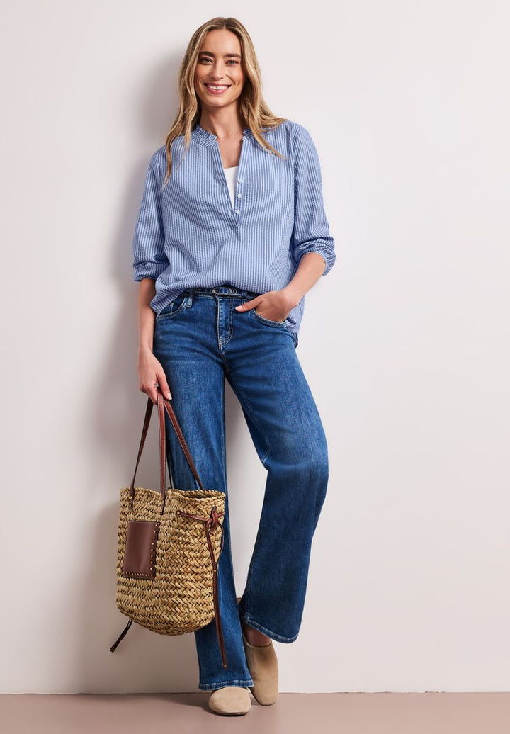 3/4-Arm Bluse in Seersuckerqualität
