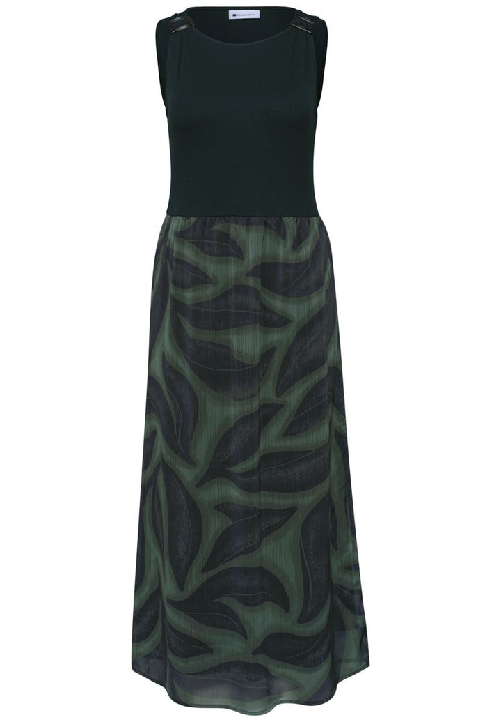 Midi-Kleid mit Strukturmix und Print