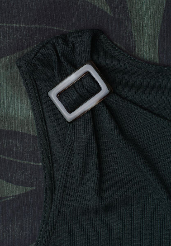 Midi-Kleid mit Strukturmix und Print